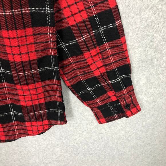 Rainforest Flannel Shirt Mens Small‎ Red Black Plaid Cotton Brushed Heavyweight - Picture 9 of 9